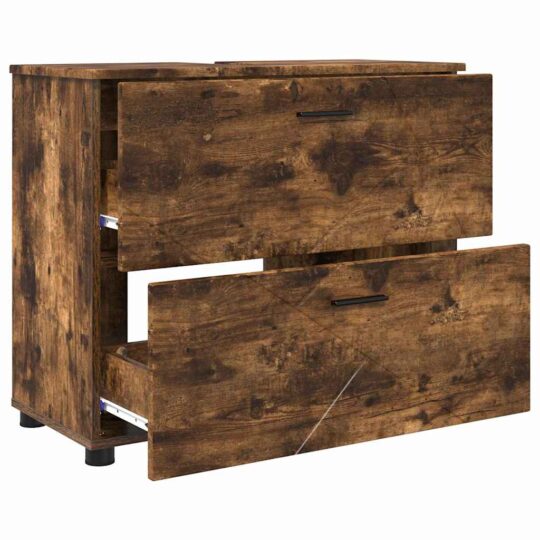 3393038 5 Set de mobilier pentru baie cu sertar 3 pcs Stejar afumat 3393038 5