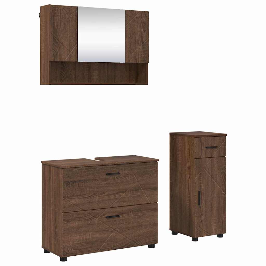 3393040 2 Set de mobilier pentru baie 3 pcs Stejar brun 76.5 x 35 x 64 cm Set de mobilier pentru baie 3 pcs Stejar brun 76.5 x 35 x 64 cm - imagine 2