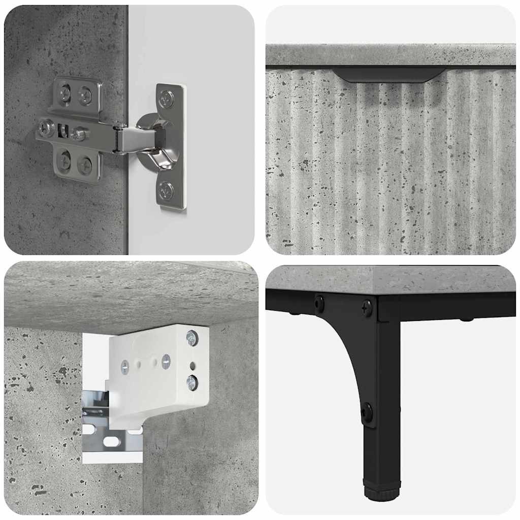 Set de mobilier pentru baie cu sertar Pe perete Gri din beton - imagine 10