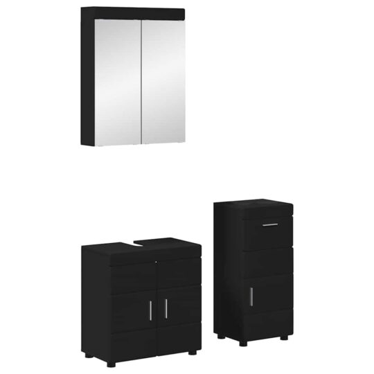 Set de mobilier pentru baie cu sertar TULUM Negru Lemn compozit