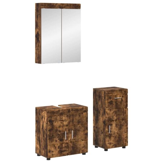 Set de mobilier pentru baie TULUM Stejar fumuriu Lemn compozit