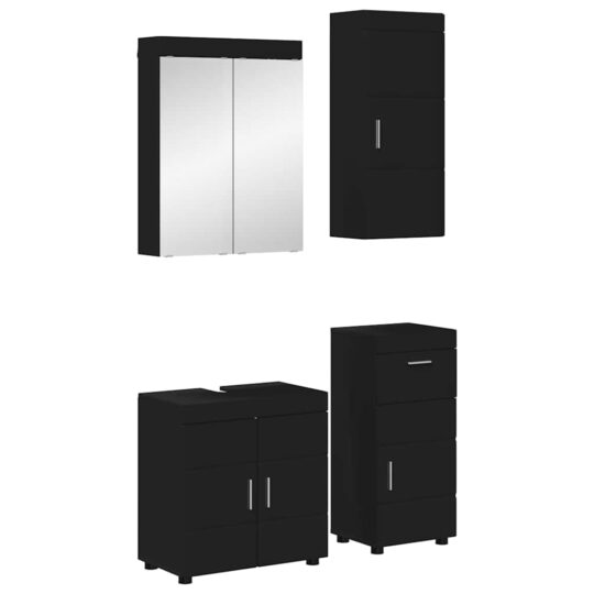 Set de mobilier pentru baie cu sertar TULUM Negru Lemn compozit