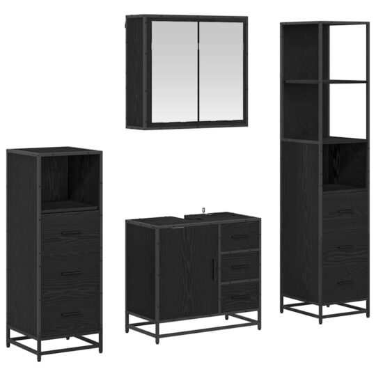 Alternative view of Set de mobilier pentru baie 4 pcs Stejar negru 65 x 33 x 60 cm