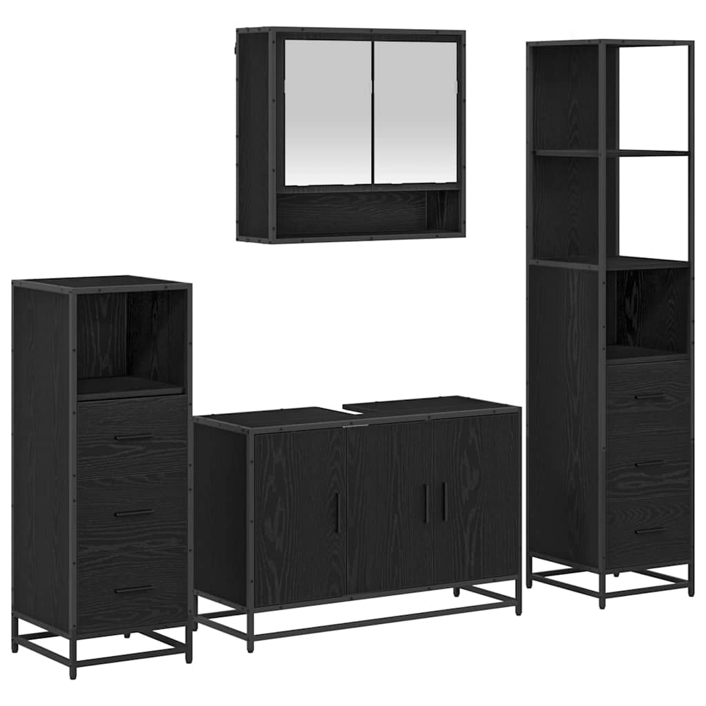 3402341 2 Set de mobilier pentru baie 4 pcs Stejar negru 90 x 33 x 60 cm Set de mobilier pentru baie 4 pcs Stejar negru 90 x 33 x 60 cm - imagine 2