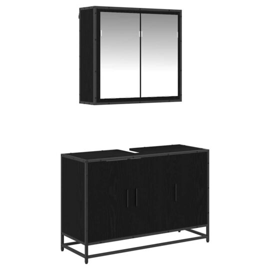 Alternative view of Set de mobilier pentru baie 2 pcs Stejar negru 90 x 33 x 60 cm