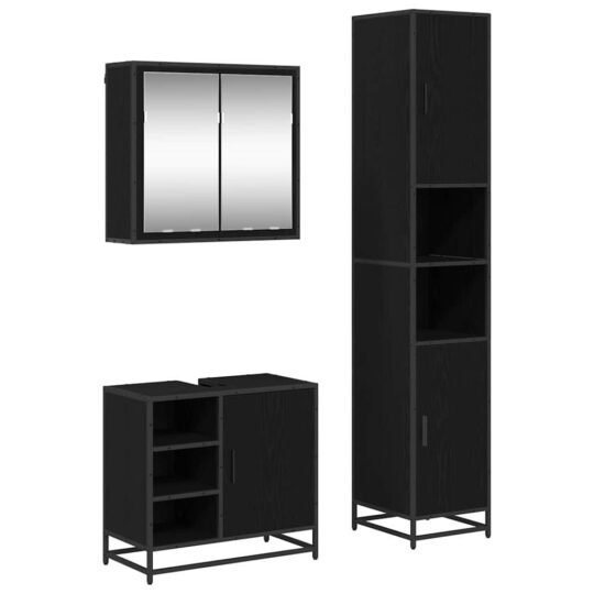 Alternative view of Set de mobilier pentru baie 3 pcs Stejar negru 65 x 33 x 60 cm