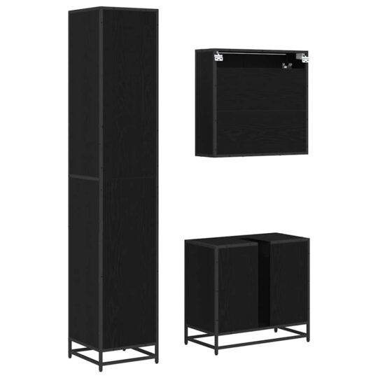 3402362 9 Set de mobilier pentru baie 3 pcs Stejar negru 65 x 33 x 60 cm 3402362 9