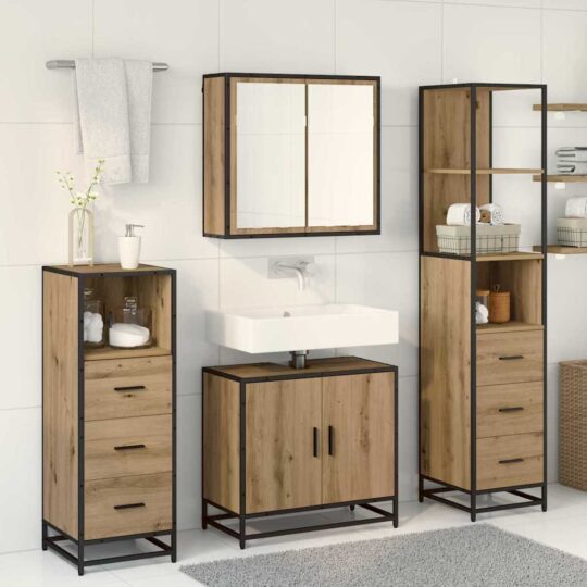 3402376 4 Set de mobilier pentru baie cu sertar 4 pcs stejar artizanal 3402376 4