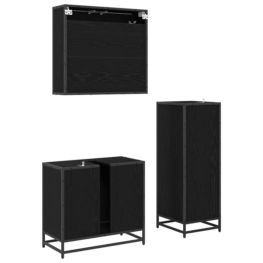 3402395 10 Set de mobilier pentru baie 3 pcs Stejar negru 65 x 33 x 60 cm Set de mobilier pentru baie 3 pcs Stejar negru 65 x 33 x 60 cm - imagine 10