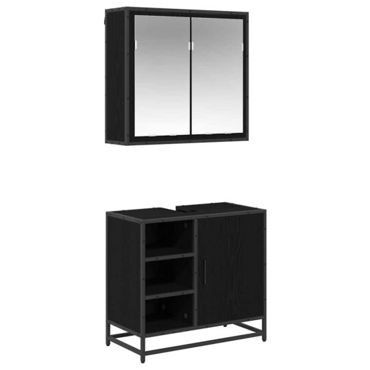 Alternative view of Set de mobilier pentru baie 2 pcs Stejar negru 65 x 33 x 60 cm