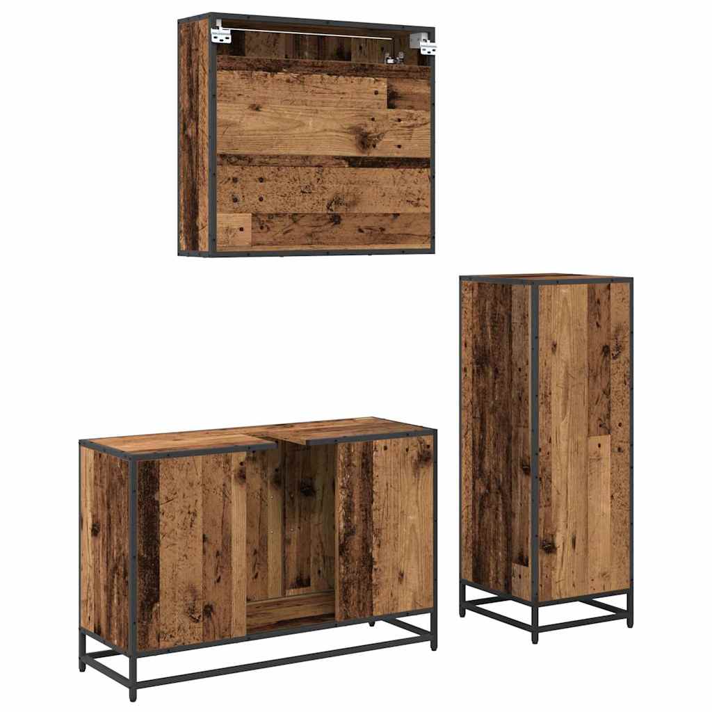 3402408 10 Set de mobilier pentru baie 3 pcs Lemn vechi 90 x 33 x 60 cm Set de mobilier pentru baie 3 pcs Lemn vechi 90 x 33 x 60 cm - imagine 10