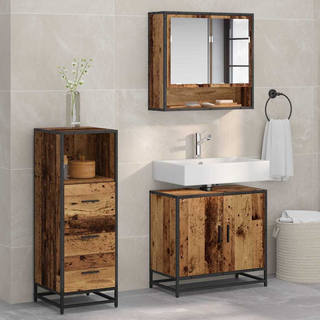 3402444 1 Set de mobilier pentru baie 3 pcs Lemn vechi 65 x 33 x 60 cm Set de mobilier pentru baie 3 pcs Lemn vechi 65 x 33 x 60 cm