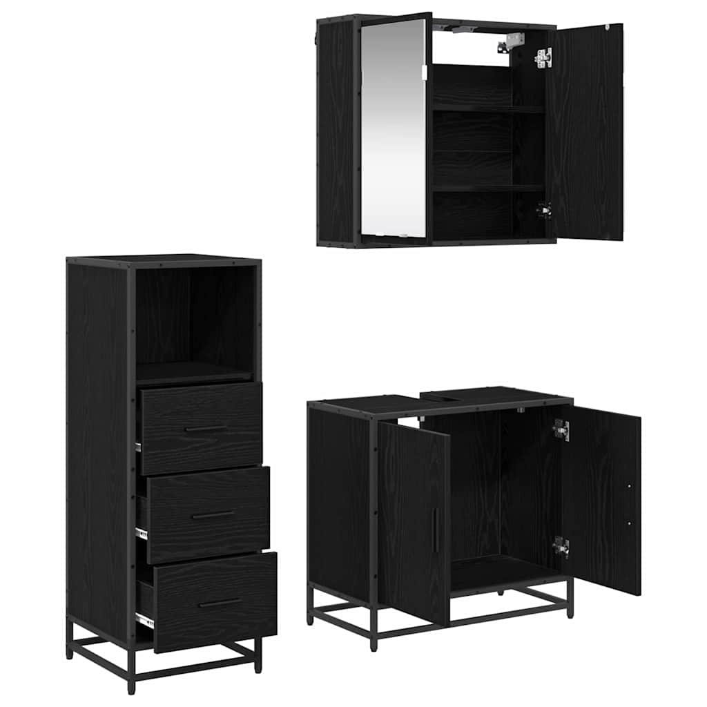 3402446 5 Set de mobilier pentru baie 3 pcs Stejar negru 65 x 33 x 60 cm Set de mobilier pentru baie 3 pcs Stejar negru 65 x 33 x 60 cm - imagine 5