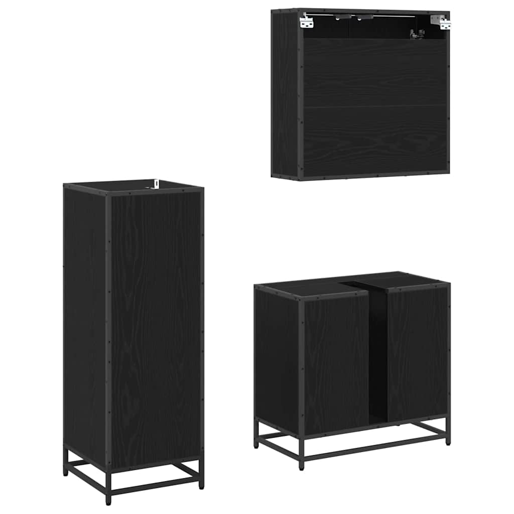 3402452 4 Set de mobilier pentru baie 3 pcs Stejar negru 65 x 33 x 60 cm Set de mobilier pentru baie 3 pcs Stejar negru 65 x 33 x 60 cm - imagine 4