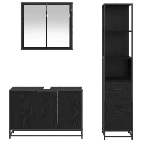 3402455 8 Set de mobilier pentru baie 3 pcs Stejar negru 90 x 33 x 60 cm 3402455 8