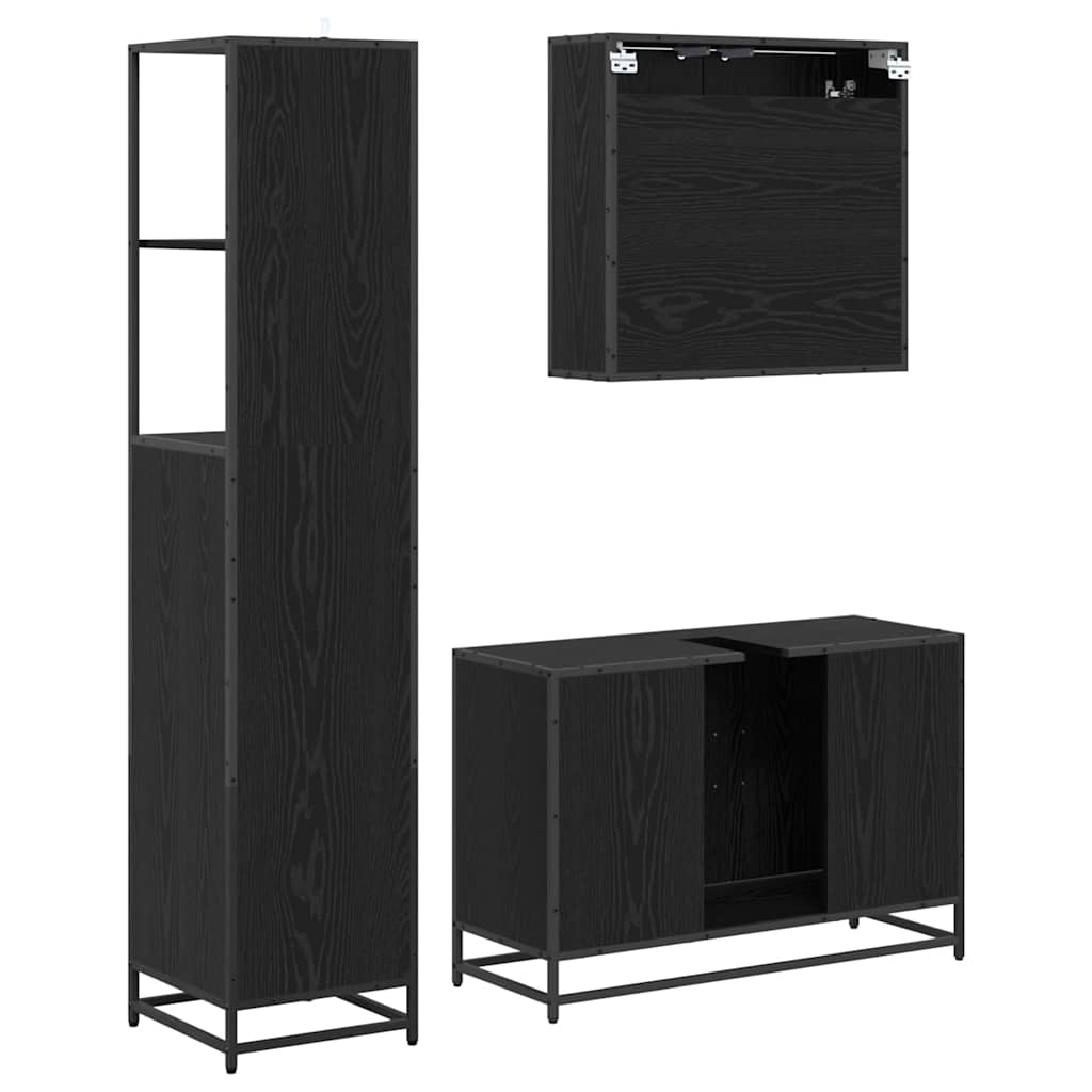 3402455 9 Set de mobilier pentru baie 3 pcs Stejar negru 90 x 33 x 60 cm Set de mobilier pentru baie 3 pcs Stejar negru 90 x 33 x 60 cm - imagine 9