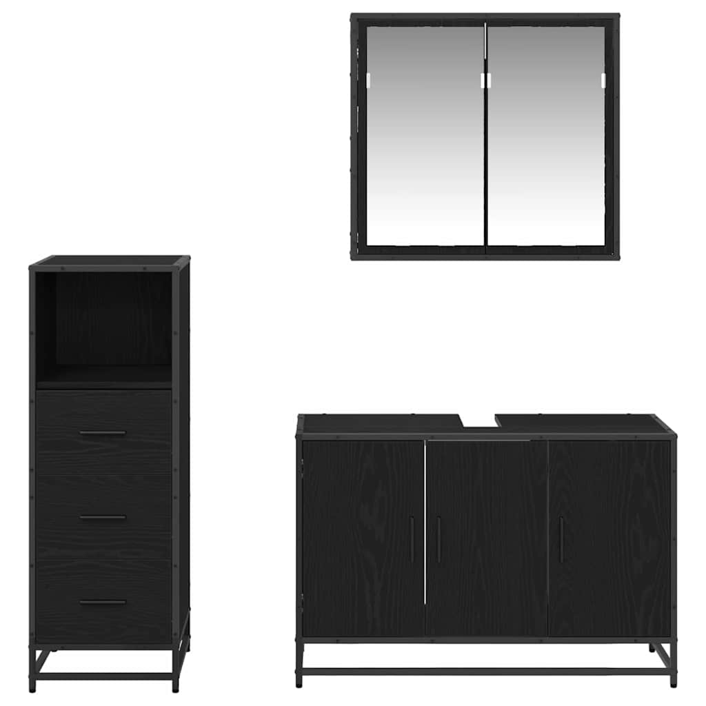 3402458 3 Set de mobilier pentru baie 3 pcs Stejar negru 90 x 33 x 60 cm Set de mobilier pentru baie 3 pcs Stejar negru 90 x 33 x 60 cm - imagine 3