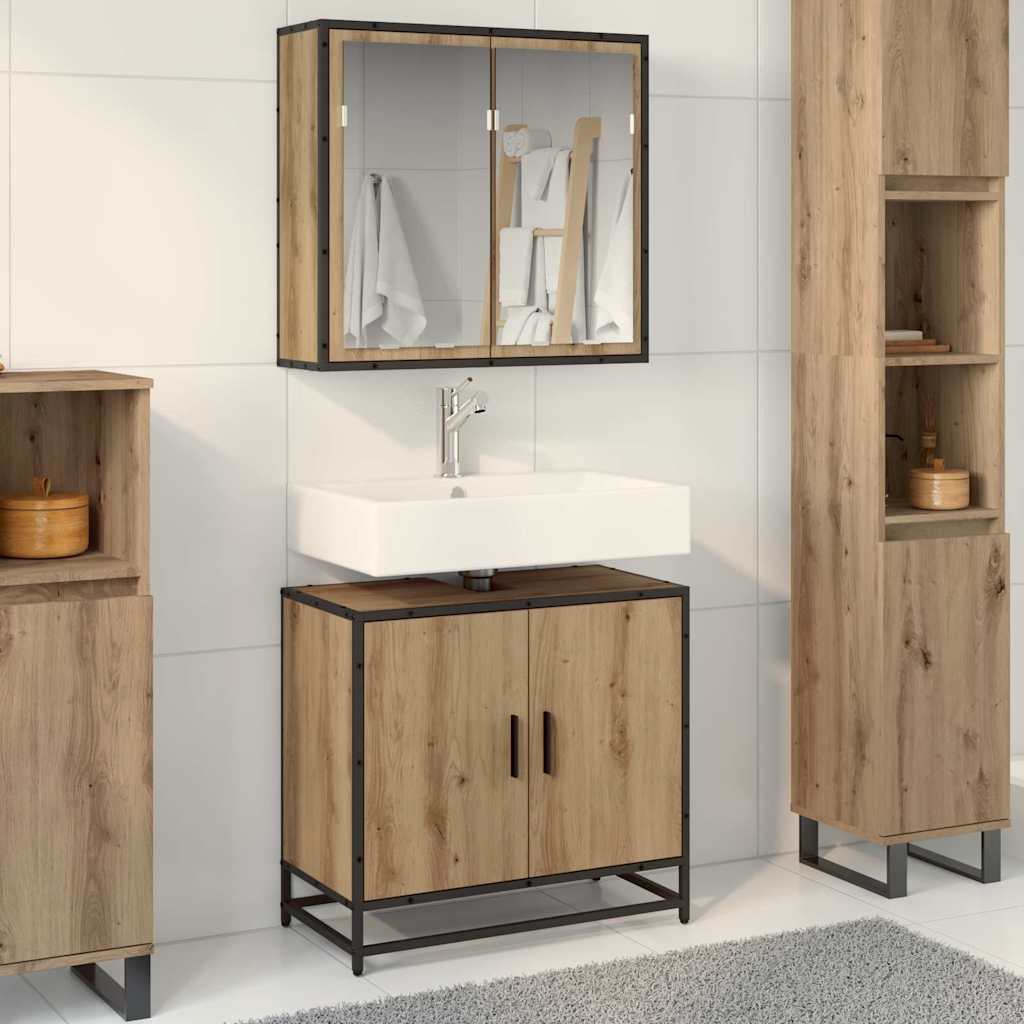 3402469 1 Set de mobilier pentru baie Pe perete 2 pcs stejar artizanal Set de mobilier pentru baie Pe perete 2 pcs stejar artizanal