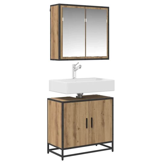 3402469 3 Set de mobilier pentru baie Pe perete 2 pcs stejar artizanal 3402469 3