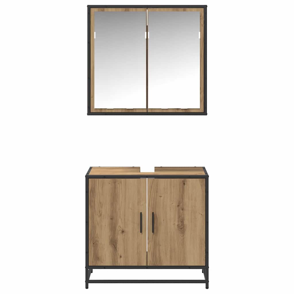 3402469 7 Set de mobilier pentru baie Pe perete 2 pcs stejar artizanal Set de mobilier pentru baie Pe perete 2 pcs stejar artizanal - imagine 7