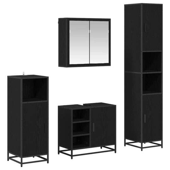 Alternative view of Set de mobilier pentru baie 4 pcs Stejar negru 65 x 33 x 60 cm