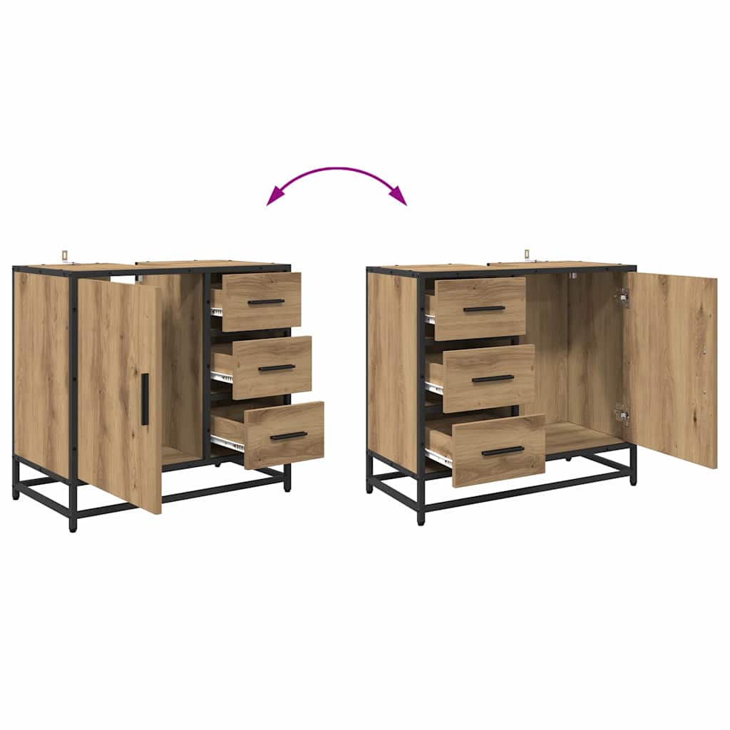 3402498 13 Set de mobilier pentru baie cu sertar 4 pcs stejar artizanal Set de mobilier pentru baie cu sertar 4 pcs stejar artizanal - imagine 13