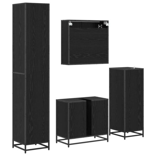 3402514 10 Set de mobilier pentru baie 4 pcs Stejar negru 65 x 33 x 60 cm 3402514 10
