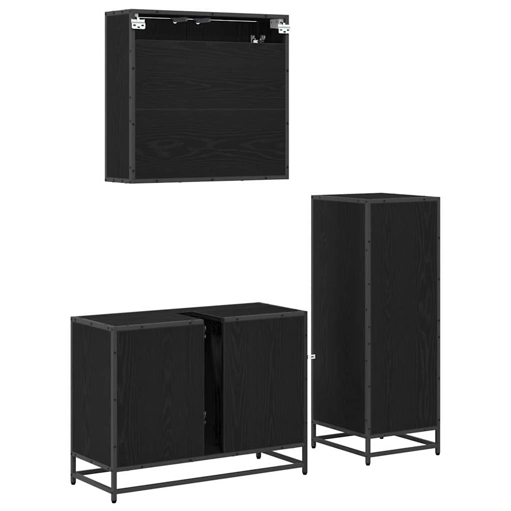 3402526 10 Set de mobilier pentru baie 3 pcs Stejar negru 80 x 33 x 60 cm Set de mobilier pentru baie 3 pcs Stejar negru 80 x 33 x 60 cm - imagine 10