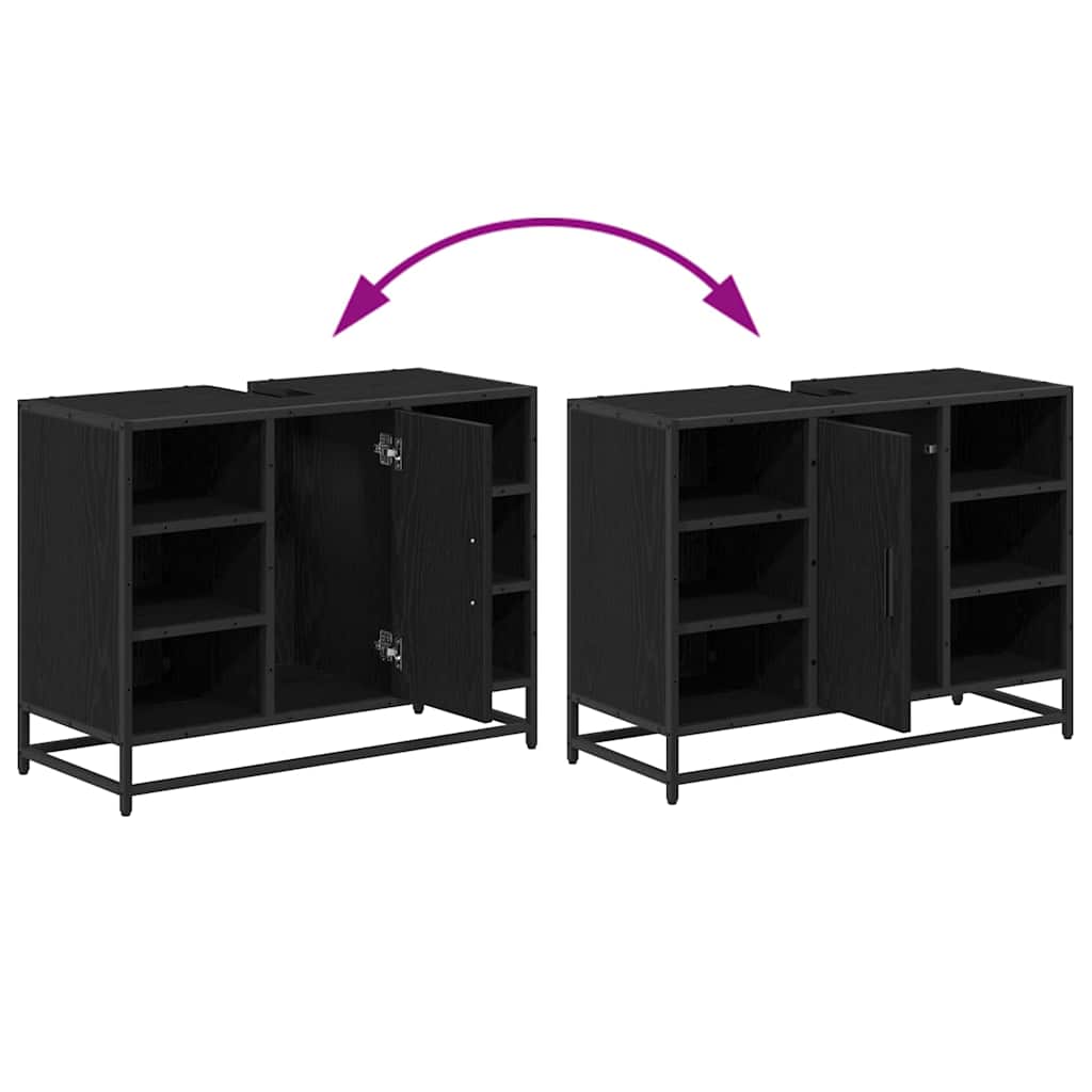 3402526 12 Set de mobilier pentru baie 3 pcs Stejar negru 80 x 33 x 60 cm Set de mobilier pentru baie 3 pcs Stejar negru 80 x 33 x 60 cm - imagine 12