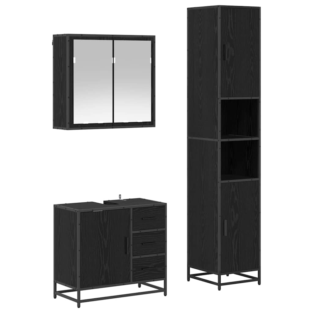 3402535 2 Set de mobilier pentru baie 3 pcs Stejar negru 65 x 33 x 60 cm Set de mobilier pentru baie 3 pcs Stejar negru 65 x 33 x 60 cm - imagine 2