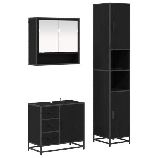 Alternative view of Set de mobilier pentru baie 3 pcs Stejar negru 90 x 33 x 60 cm