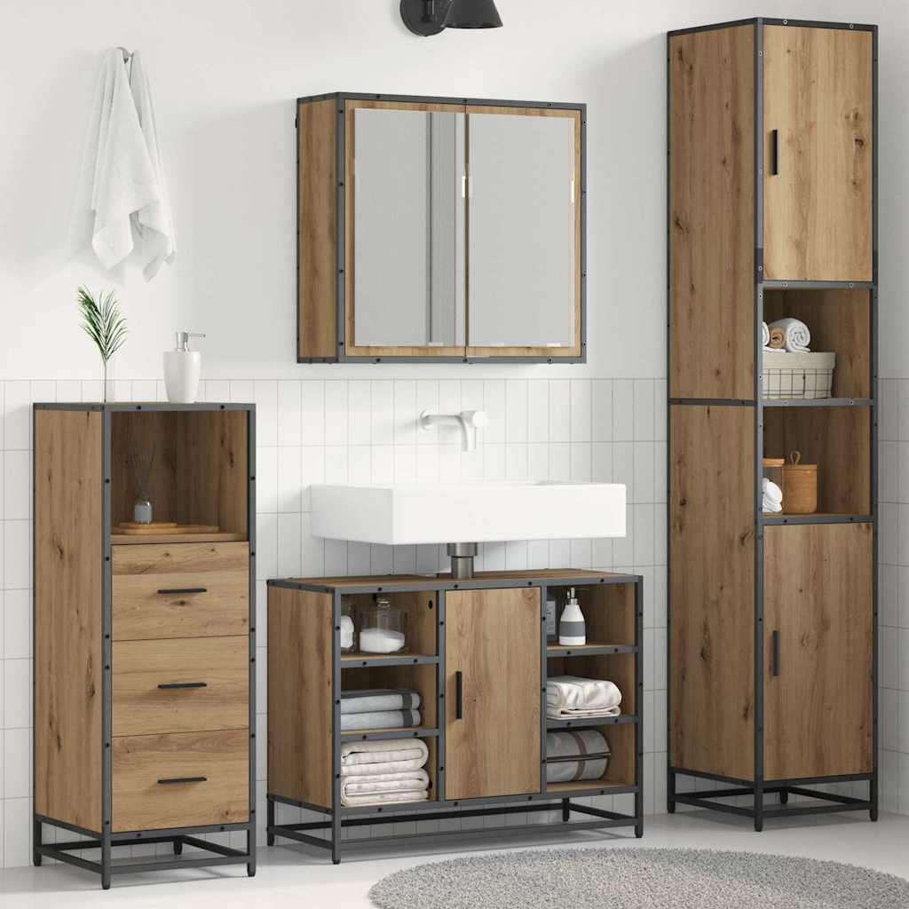 3402546 1 Set de mobilier pentru baie Pe perete 3 pcs stejar artizanal Set de mobilier pentru baie Pe perete 3 pcs stejar artizanal