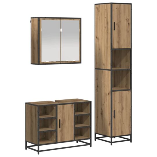 3402546 2 Set de mobilier pentru baie Pe perete 3 pcs stejar artizanal 3402546 2