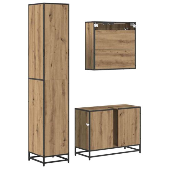3402546 9 Set de mobilier pentru baie Pe perete 3 pcs stejar artizanal 3402546 9