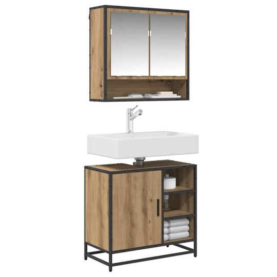 3402555 3 Set de mobilier pentru baie cu sertar 2 pcs Stejar Artizanal 3402555 3