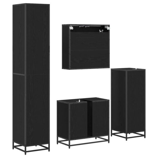 3402559 10 Set de mobilier pentru baie 4 pcs Stejar negru 65 x 33 x 60 cm 3402559 10