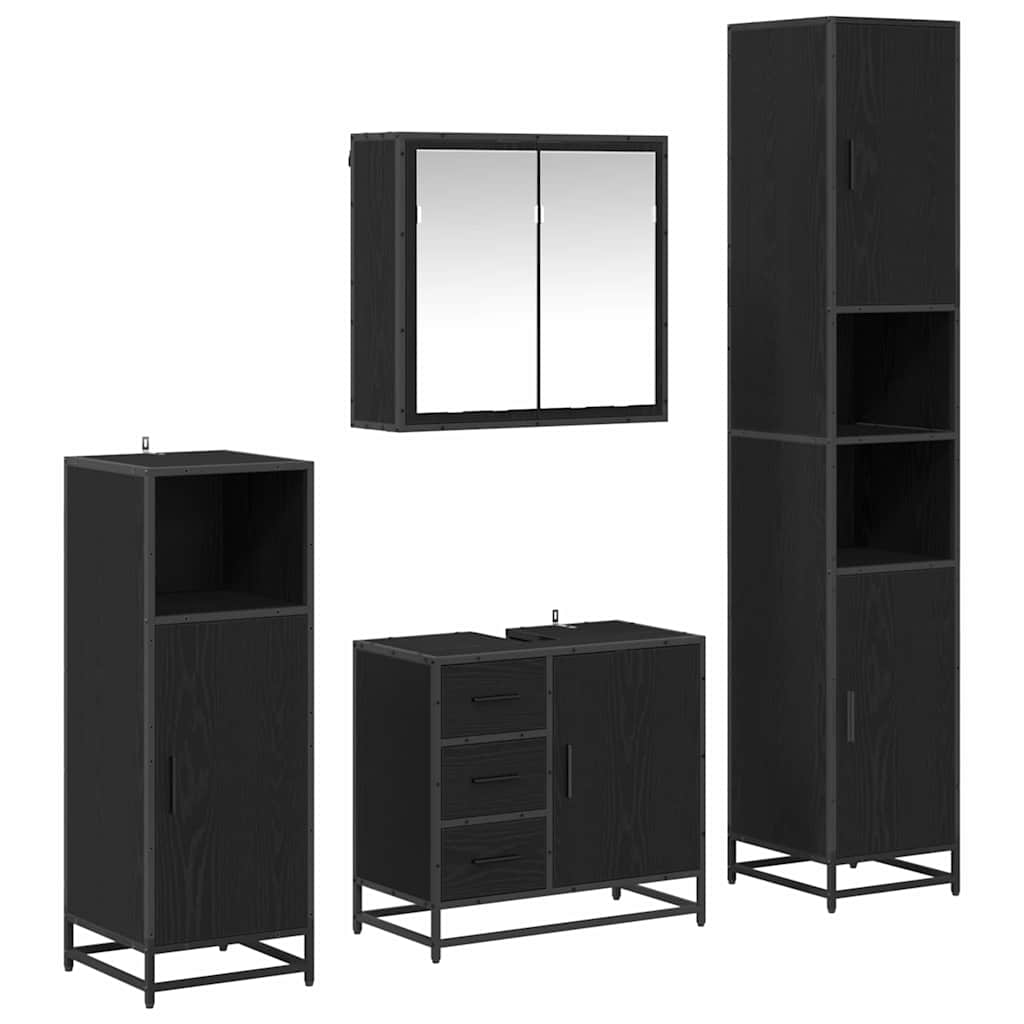3402559 2 Set de mobilier pentru baie 4 pcs Stejar negru 65 x 33 x 60 cm Set de mobilier pentru baie 4 pcs Stejar negru 65 x 33 x 60 cm - imagine 2