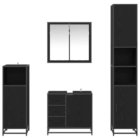 3402559 9 Set de mobilier pentru baie 4 pcs Stejar negru 65 x 33 x 60 cm 3402559 9