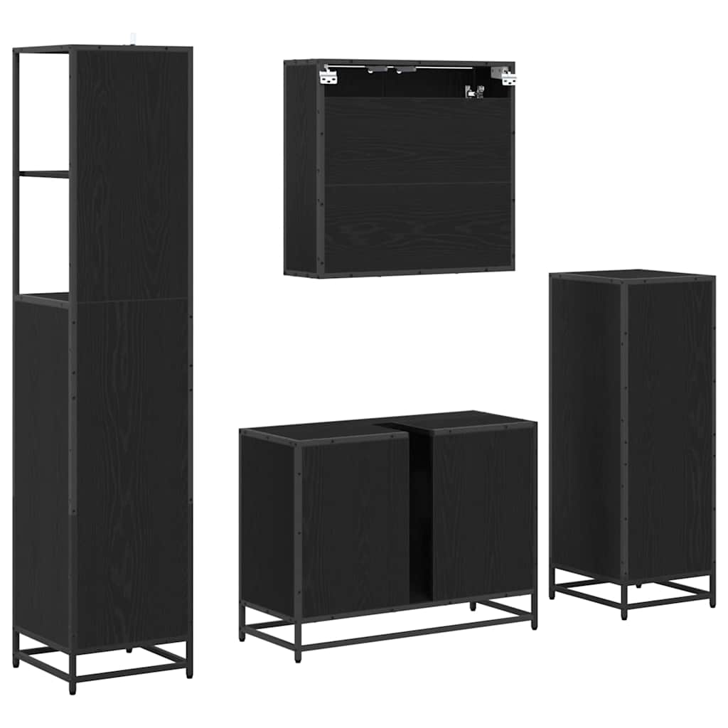 3402568 10 Set de mobilier pentru baie 4 pcs Stejar negru 80 x 33 x 60 cm Set de mobilier pentru baie 4 pcs Stejar negru 80 x 33 x 60 cm - imagine 10