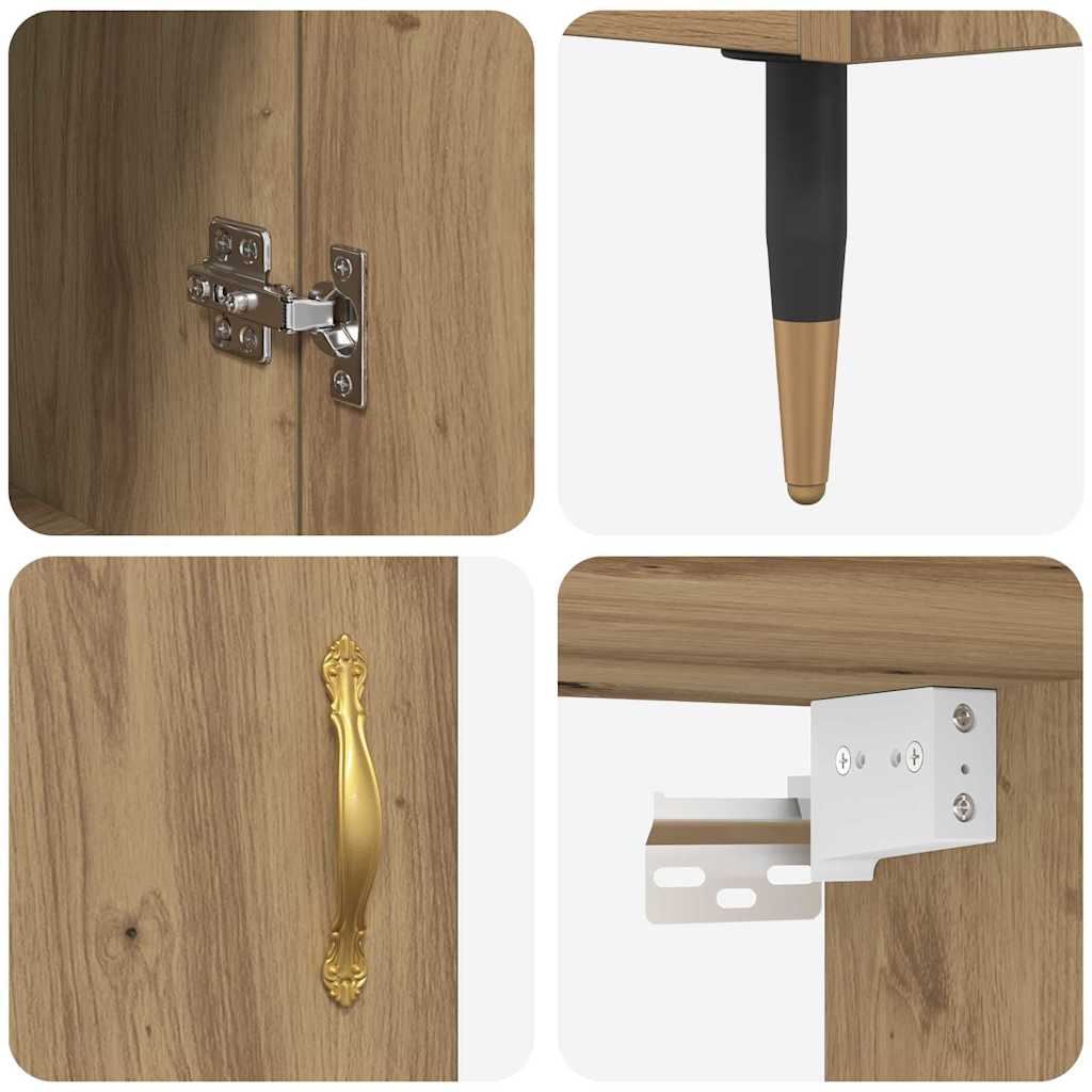 Bufet Stejar Artizanal 69,5 x 34 x 180 cm Lemn compozit - imagine 11