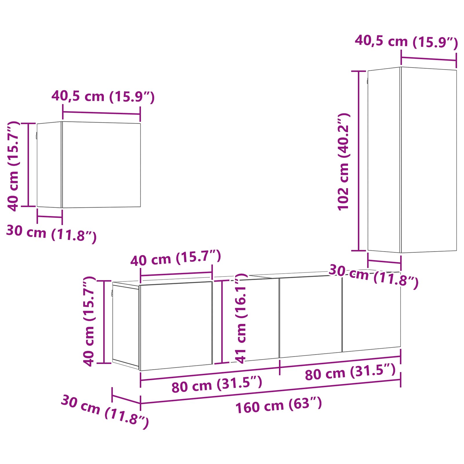 3402764 11 Cabinet TV Pe perete 4 pcs Lemn Vechi Lemn compozit Cabinet TV Pe perete 4 pcs Lemn Vechi Lemn compozit - imagine 11