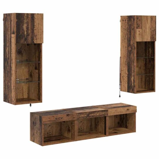 Alternative view of Unități pentru Pereți de TV 5 pcs Stejar Negru 60 x 30 x 30 cm