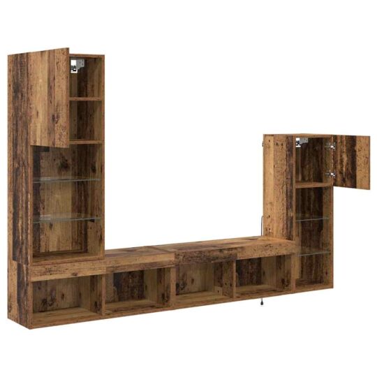 3402944 9 Unități pentru Pereți de TV 4 pcs Lemn vechi Lemn compozit 3402944 9