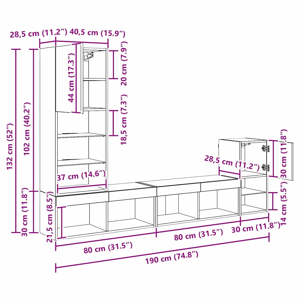 3402948 13 Unități pentru Pereți de TV Stejar Artizanal Lemn compozit Unități pentru Pereți de TV Stejar Artizanal Lemn compozit - imagine 13