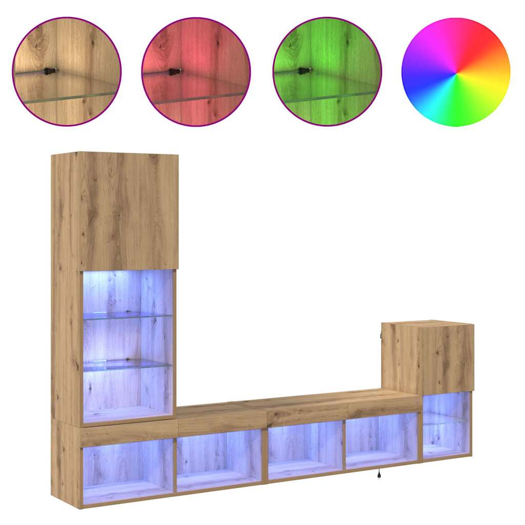 3402948 4 Unități pentru Pereți de TV Stejar Artizanal Lemn compozit Unități pentru Pereți de TV Stejar Artizanal Lemn compozit - imagine 4