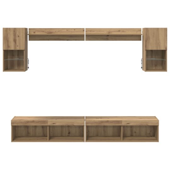 3402956 10 Unități TV de perete cu LED 6 pcs Stejar Artizanal Lemn compozit 3402956 10