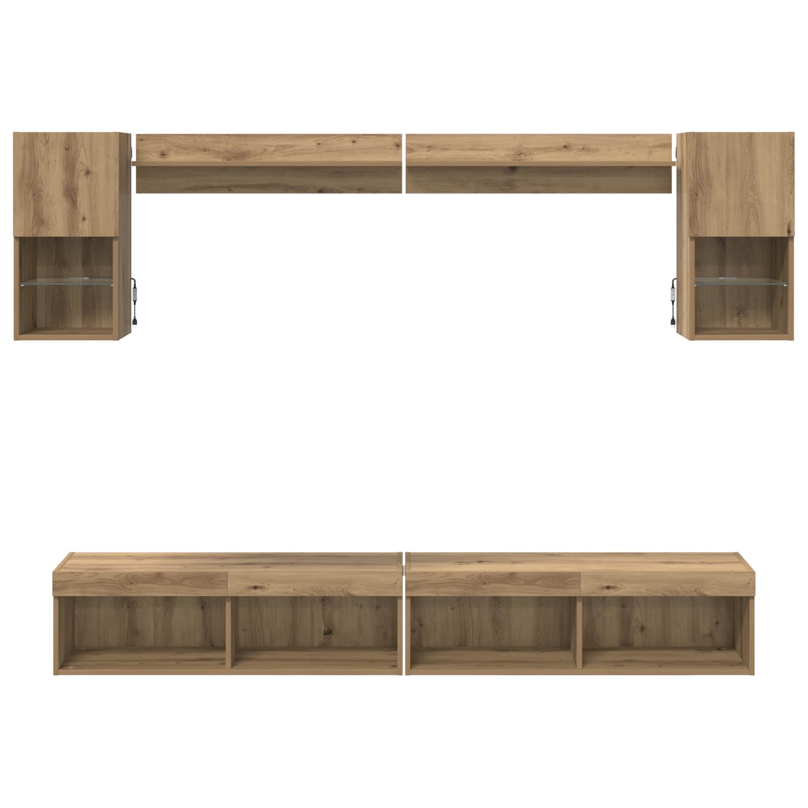 3402956 10 Unități TV de perete cu LED 6 pcs Stejar Artizanal Lemn compozit Unități TV de perete cu LED 6 pcs Stejar Artizanal Lemn compozit - imagine 10