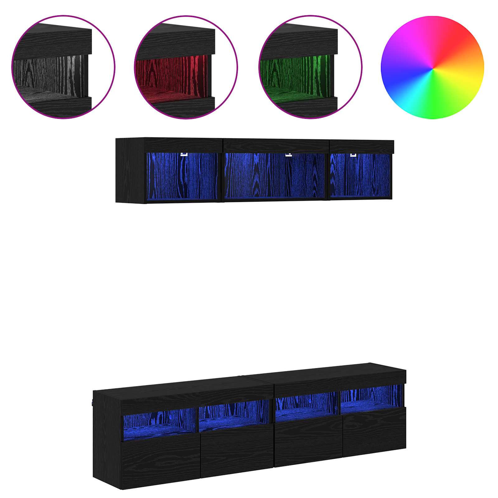 3402970 4 Unități TV de perete cu LED 5 pcs Stejar Negru 80 x 30 x 40 cm Unități TV de perete cu LED 5 pcs Stejar Negru 80 x 30 x 40 cm - imagine 4