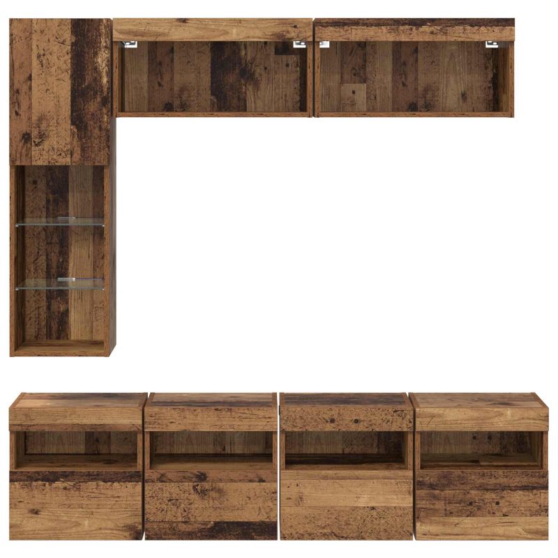 3402983 10 Cabinet TV Pe perete 7 pcs Lemn Vechi Lemn compozit Cabinet TV Pe perete 7 pcs Lemn Vechi Lemn compozit - imagine 10