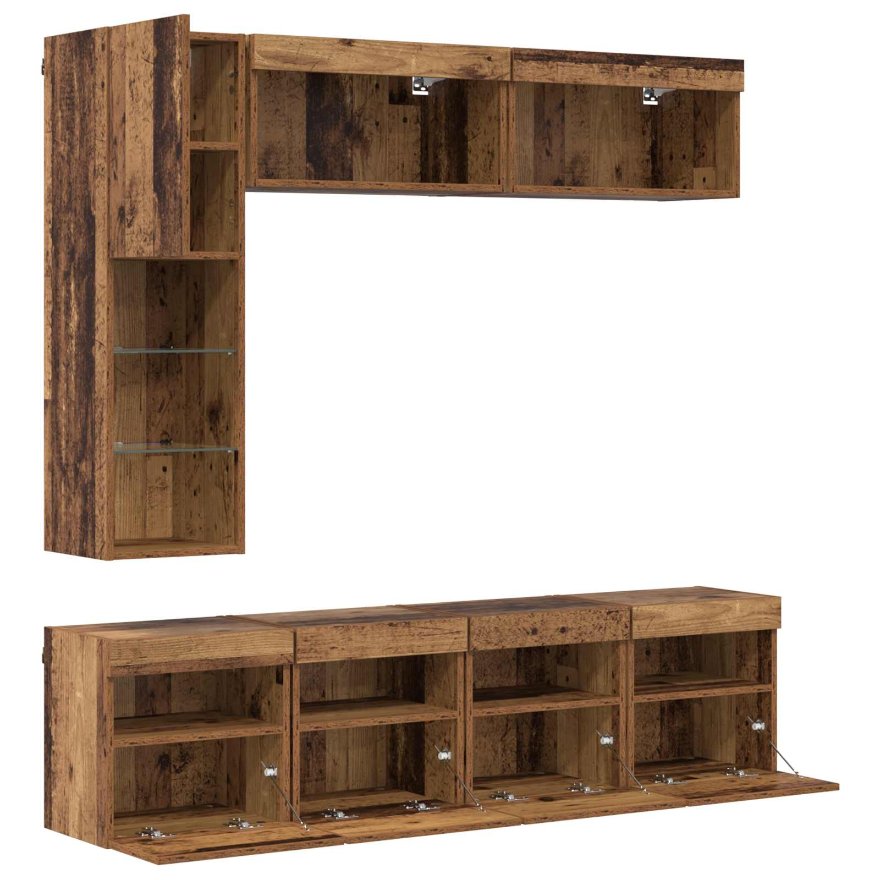 3402983 9 Cabinet TV Pe perete 7 pcs Lemn Vechi Lemn compozit Cabinet TV Pe perete 7 pcs Lemn Vechi Lemn compozit - imagine 9